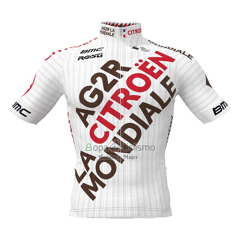 Ag2r Citroen Team Ropa Ciclismo Culotte Corto 2023 Mangas Cortas Blanco Negro